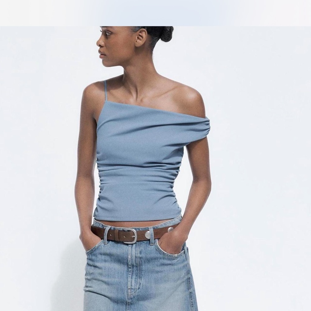 Zara Asymmetrical Blue Camisole Top